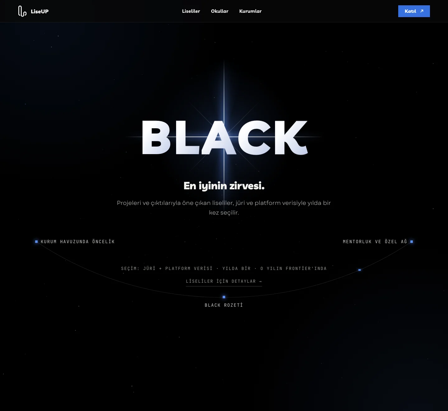 LiseUP's BLACK section: the screen where the year's standout students are chosen.